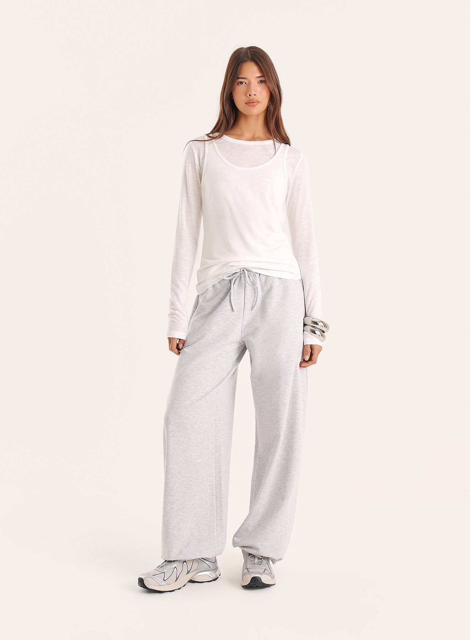 Light Grey Balloon Leg Cotton Jogger